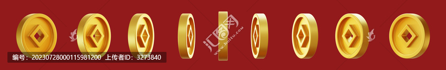 婚慶喜慶春節(jié)習(xí)俗金幣銅錢(qián)3D