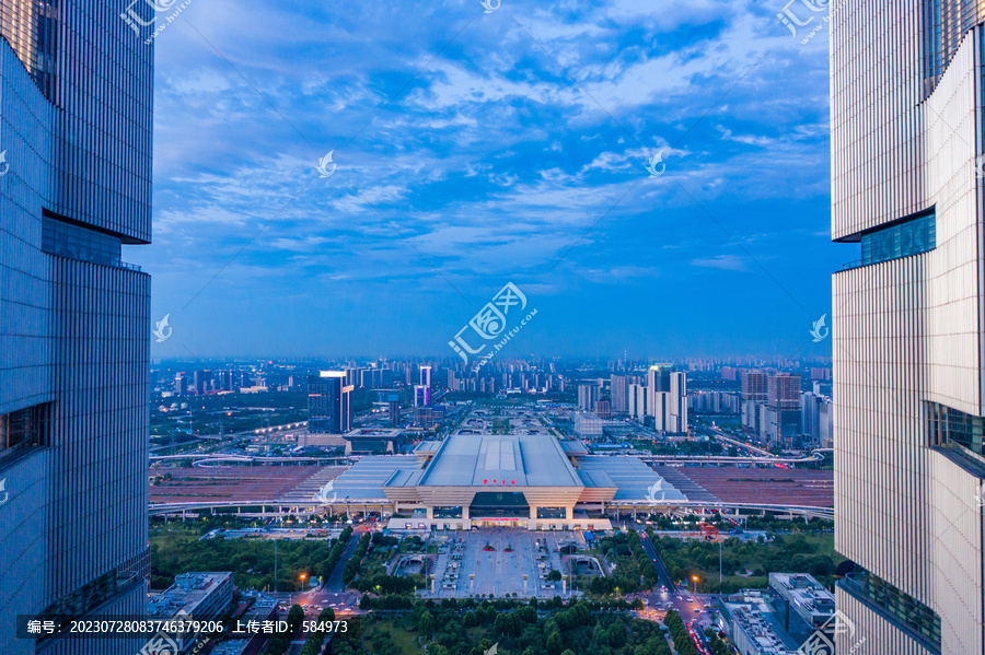 郑州东站高铁站城市地标建筑物