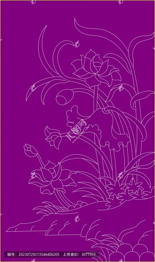荷花白描圖