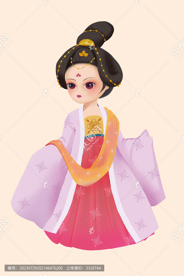 Q版侍女唐朝皇妃插畫