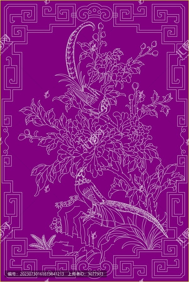 中式花鸟木雕图