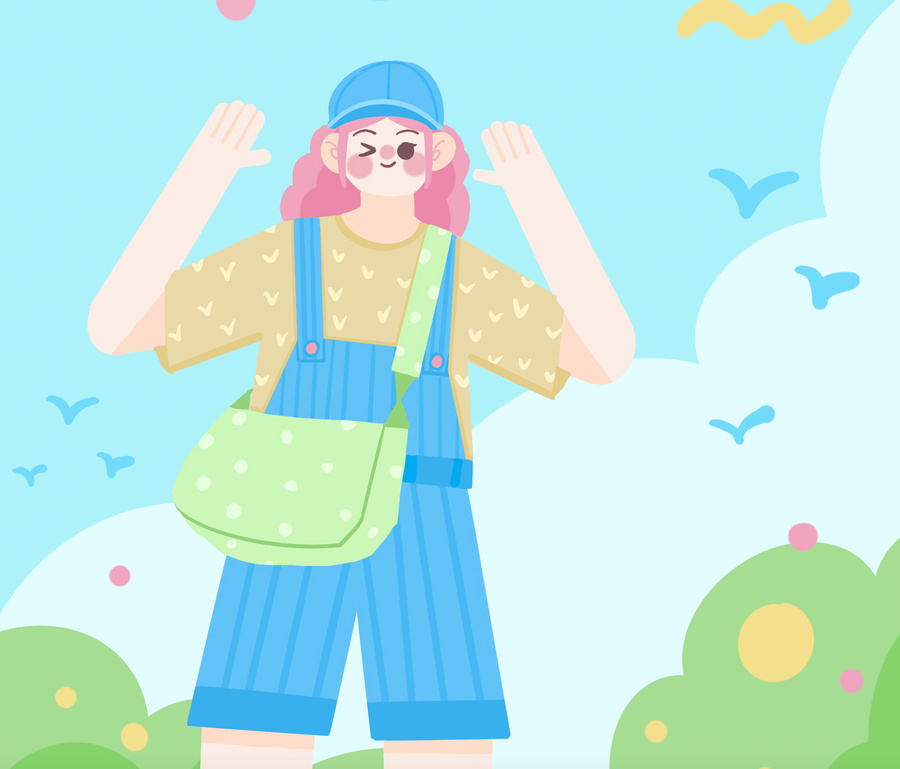 夏日出游暑假假期女孩旅游海報(bào)