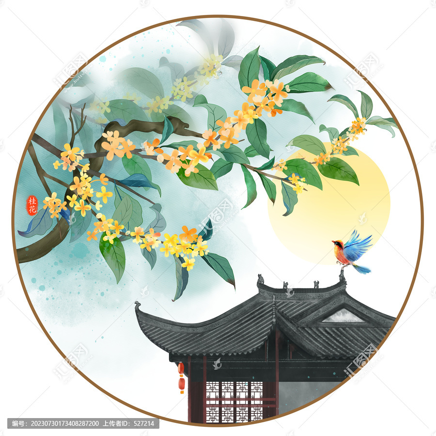 桂花古風(fēng)插畫(huà)