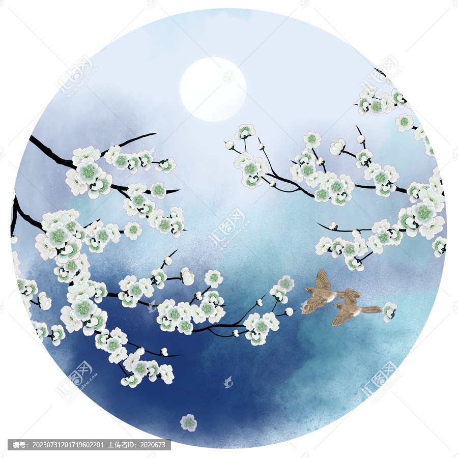 水彩梅花插畫
