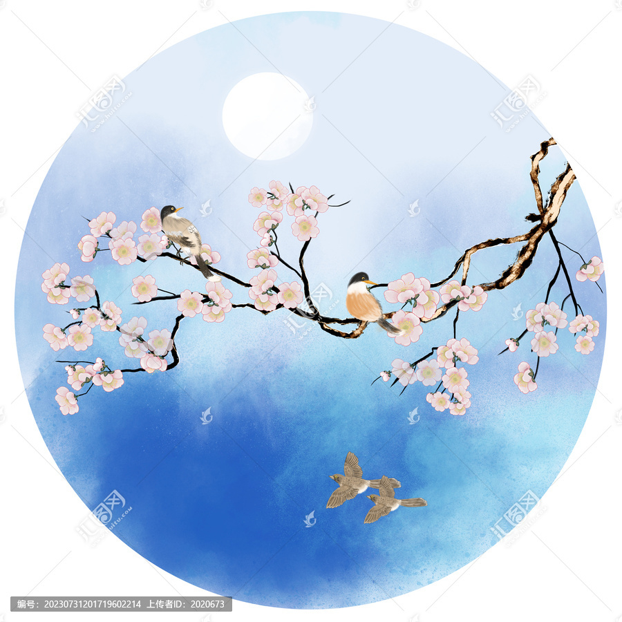 水彩梅花插畫