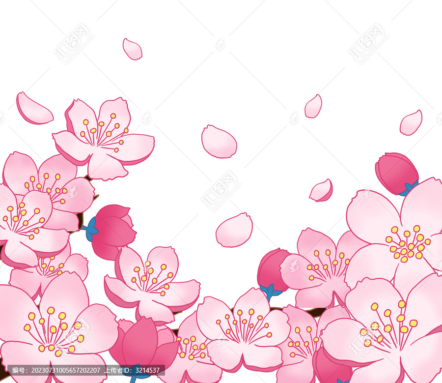 桃花邊框插畫