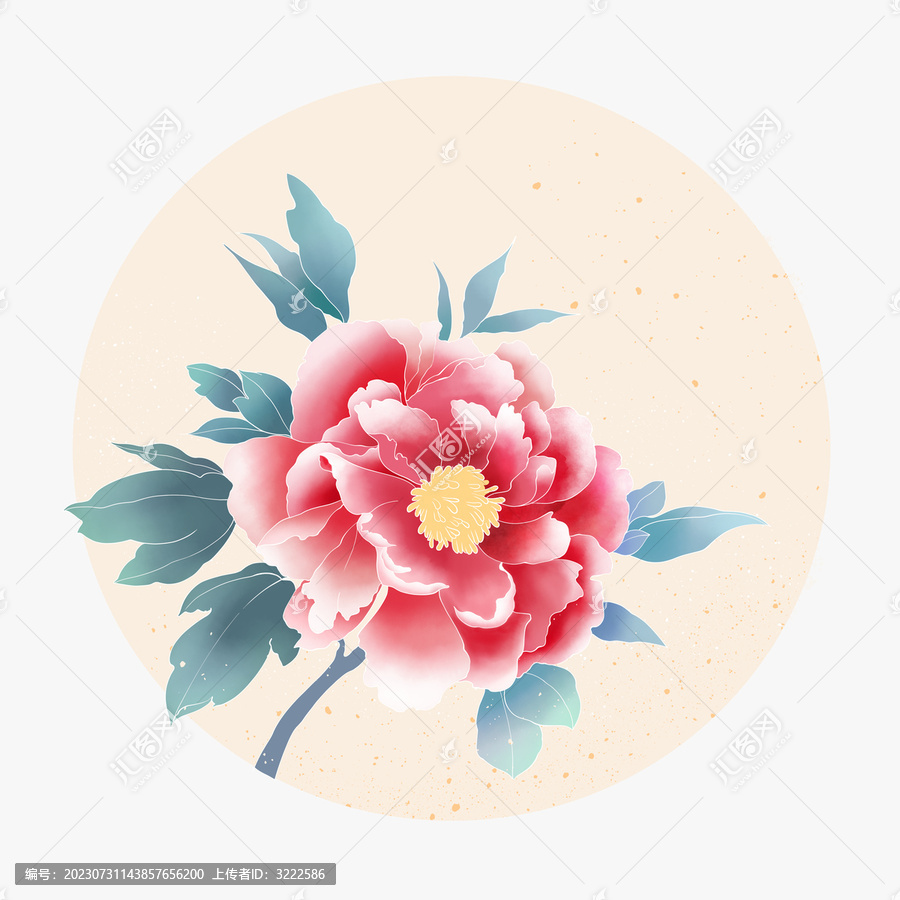 復(fù)古國(guó)風(fēng)牡丹插畫(huà)