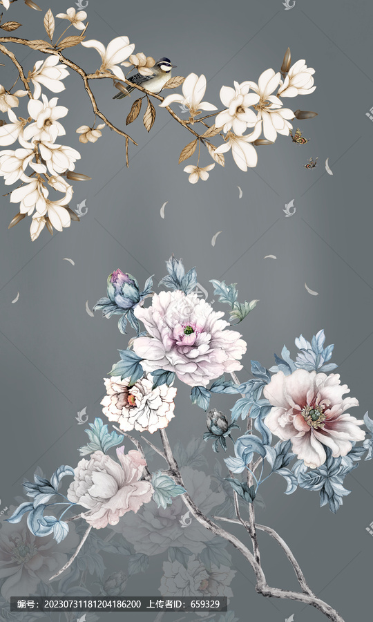 花鳥(niǎo)玄關(guān)插畫(huà)