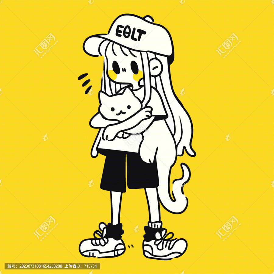 可愛的女孩和貓