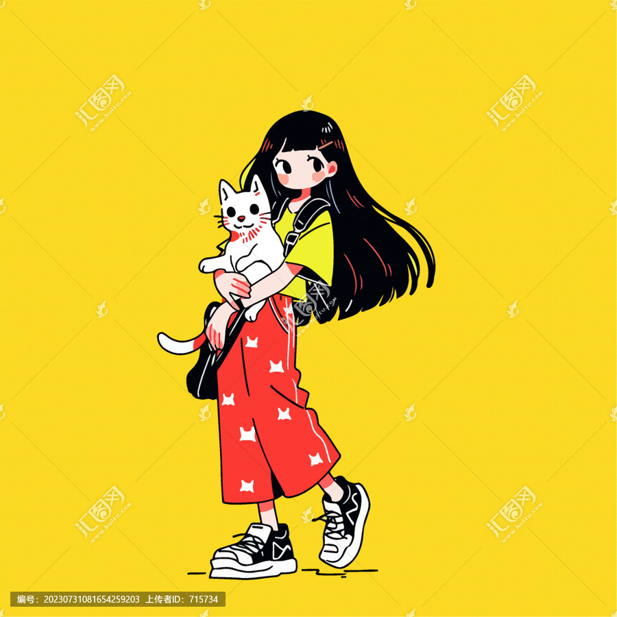 可愛(ài)的女孩和貓