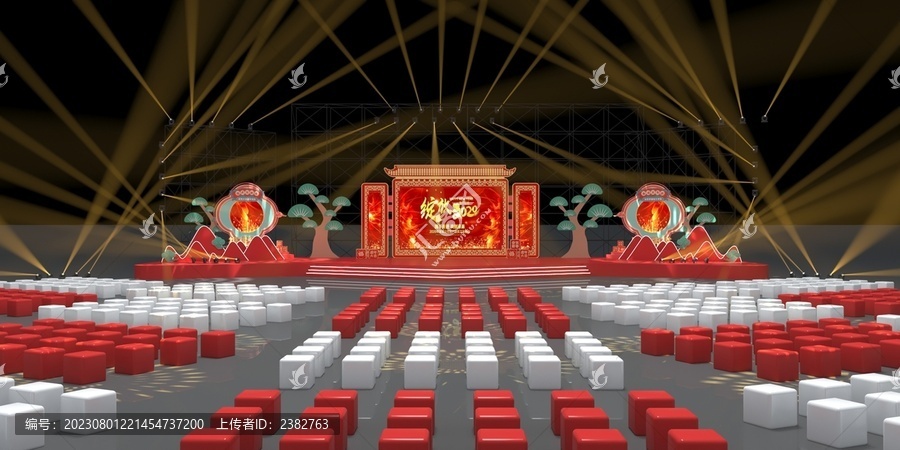中式舞臺(tái)3d模型