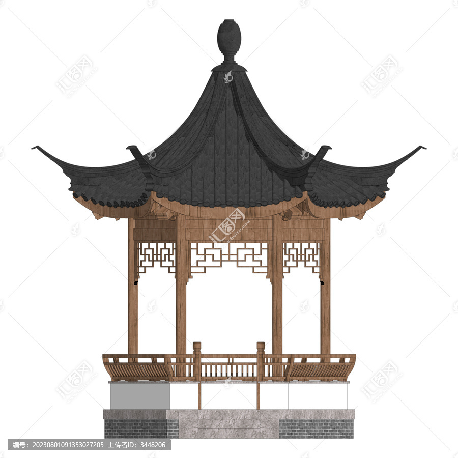 蘇式六角亭正立面效果圖