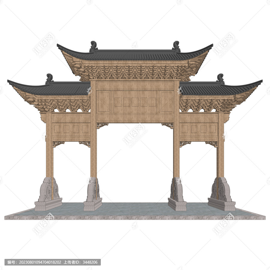 木牌樓立面效果圖