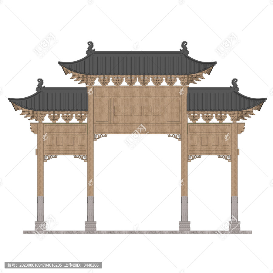 木牌樓正立面效果圖