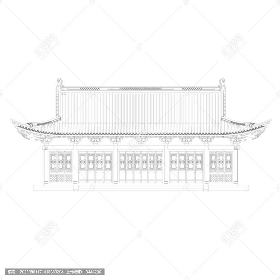 花廳正立面線稿圖