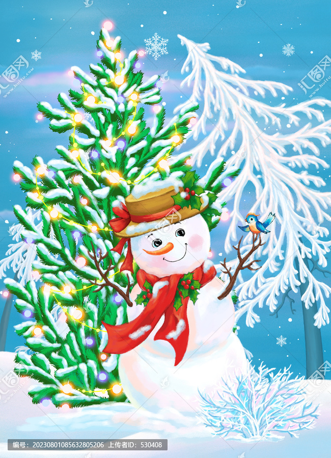 圣誕樹和雪人