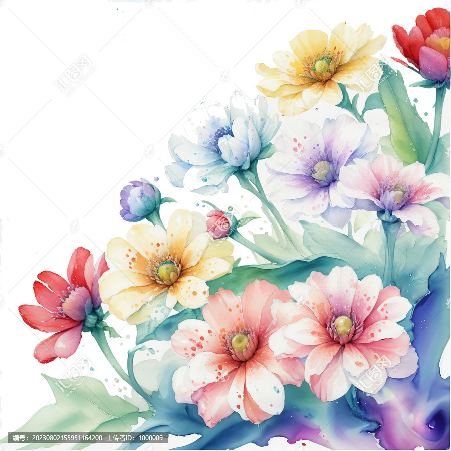 美丽的水彩花卉插画