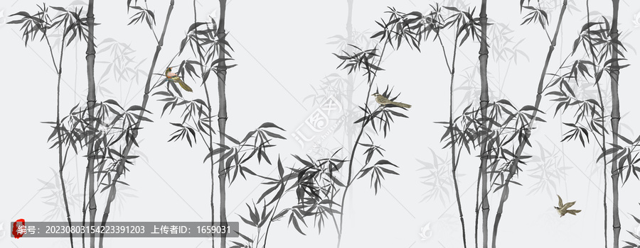 水墨竹子插畫