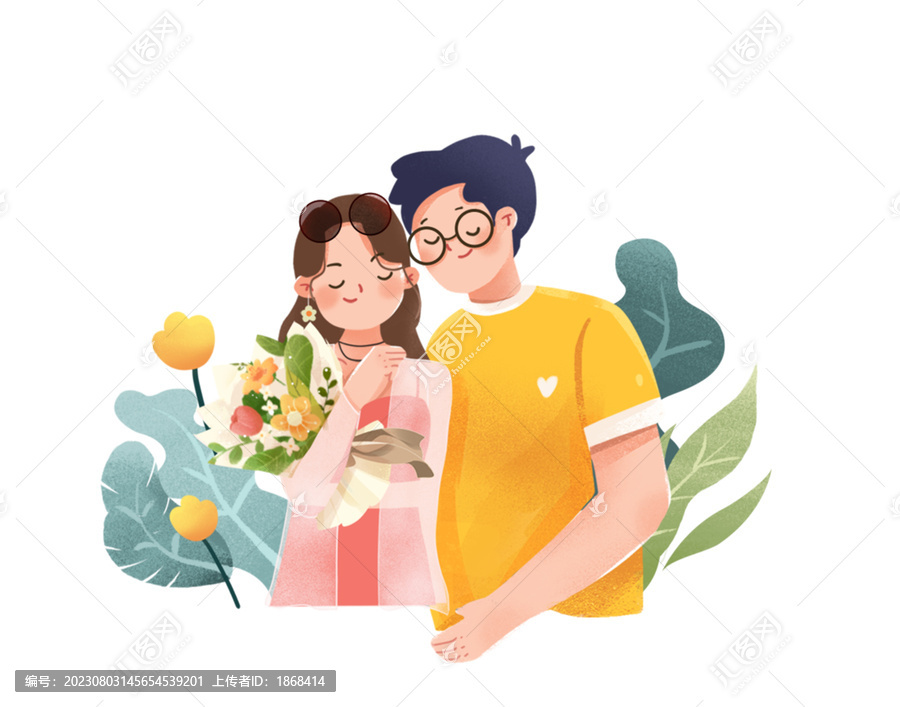 情侶可愛情人節(jié)插畫
