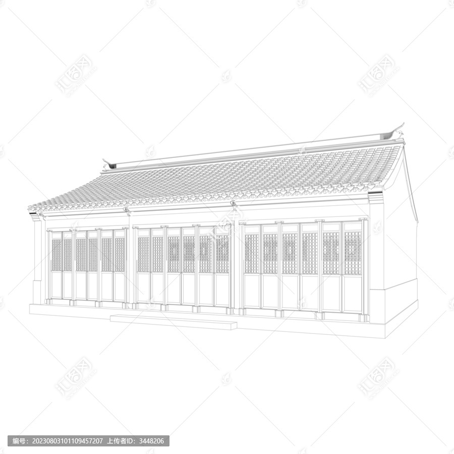民居軸測(cè)線稿圖