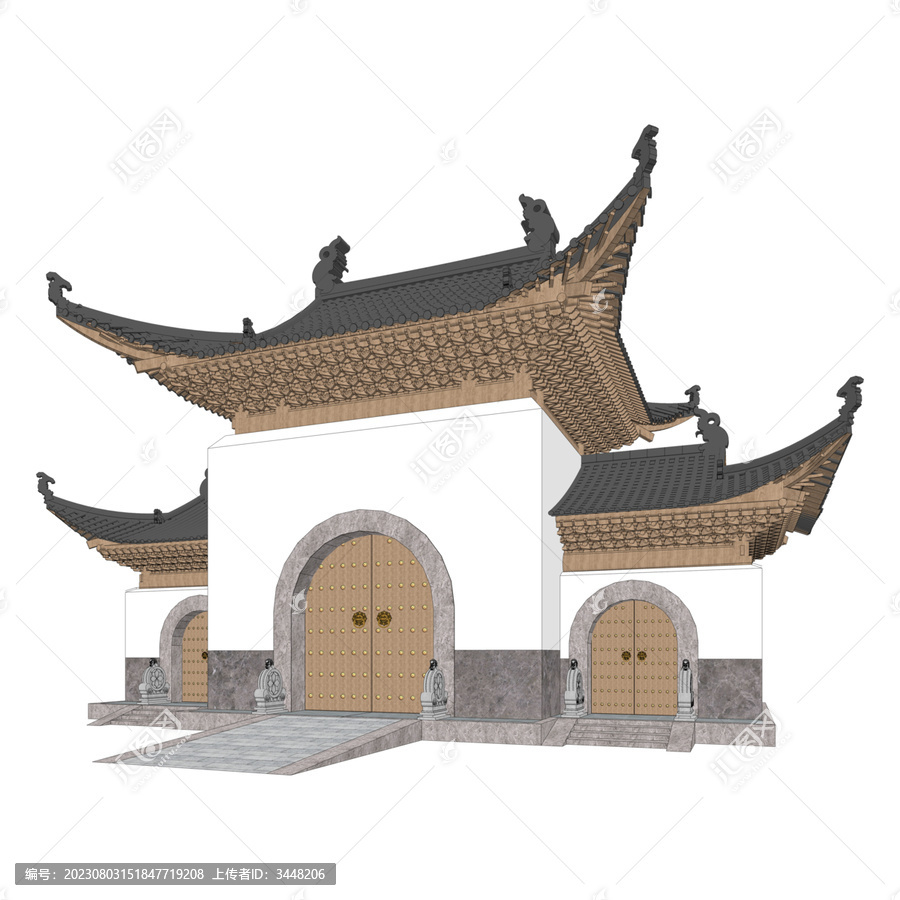 山門軸測效果圖