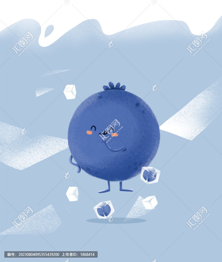 創(chuàng)意藍(lán)莓冰塊雪糕包裝插畫