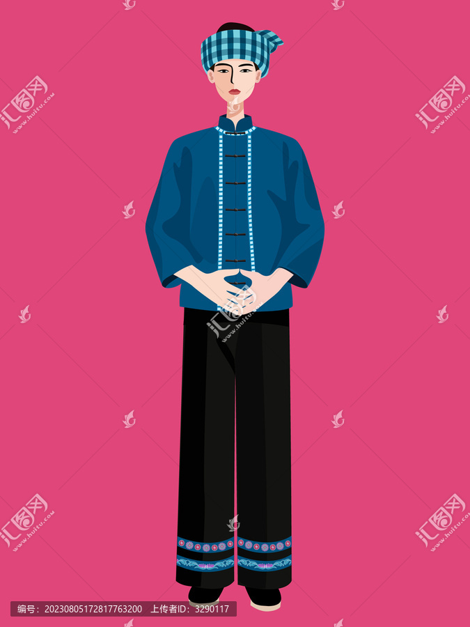 布依族男孩矢量插畫