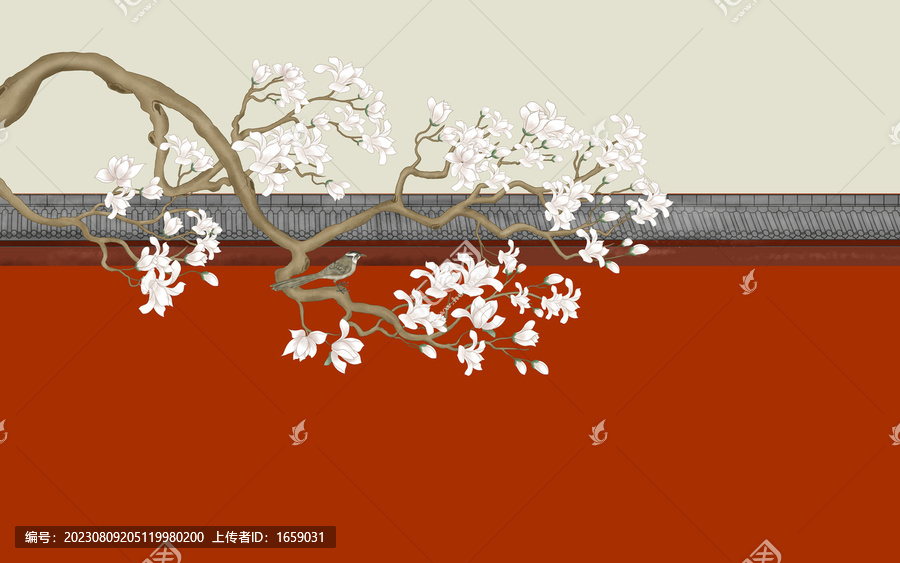 紅墻花鳥