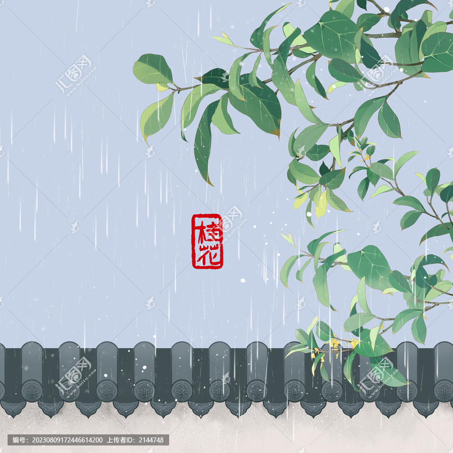桂花手繪中秋元素