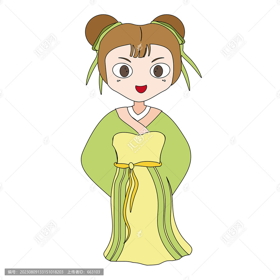 卡通古代小女孩素材