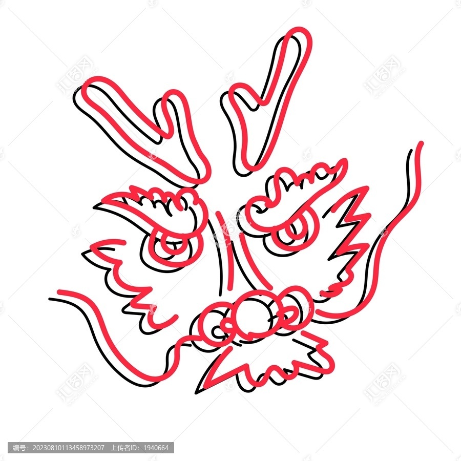 抽象龍藝術(shù)線描裝飾