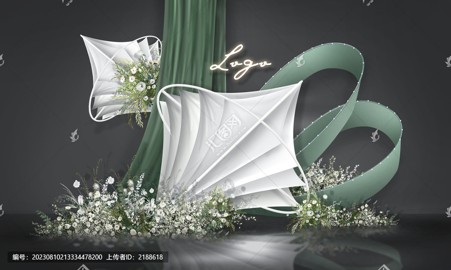 白綠多層造型婚禮秀場風(fēng)效果圖