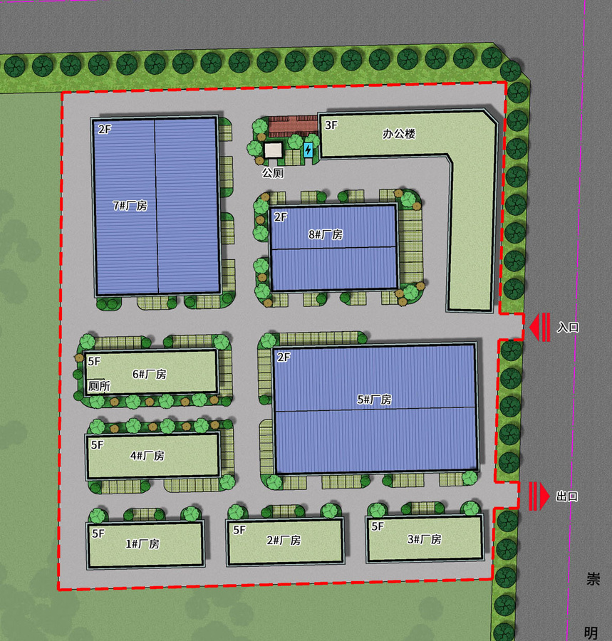 電子設備工廠彩色平面設計圖