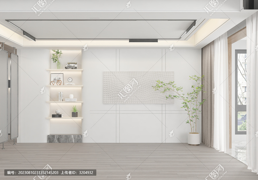 簡約餐廳背景墻空景