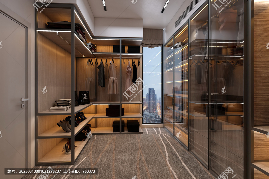 现代铝合金玻璃衣帽间衣柜