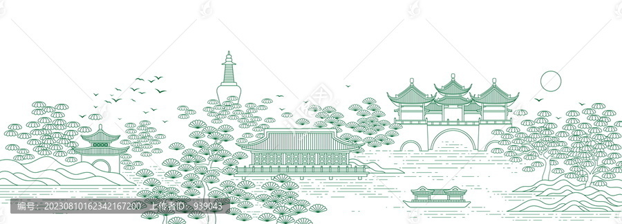 長(zhǎng)幅瘦西湖線描