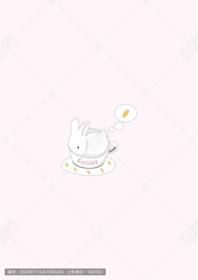 在杯子里睡懶覺的小兔子
