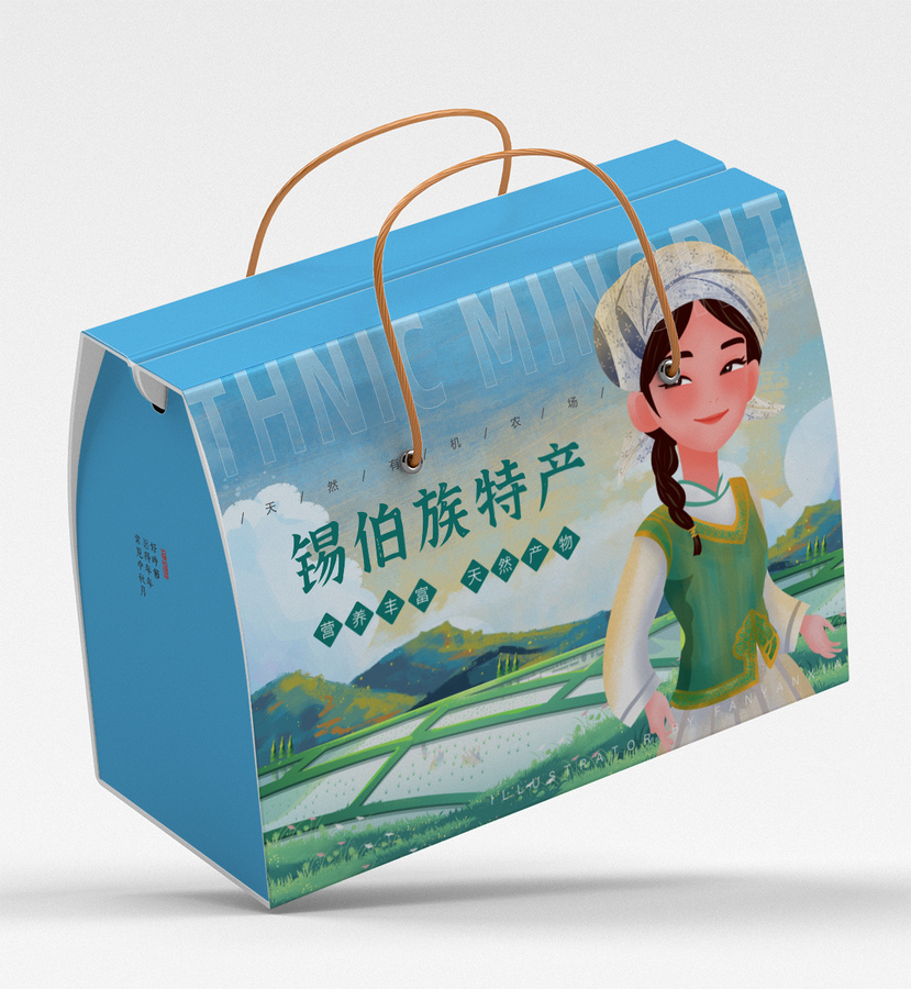 錫伯族特產女孩插畫