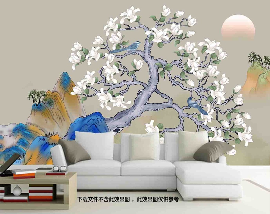 國潮花鳥背景墻