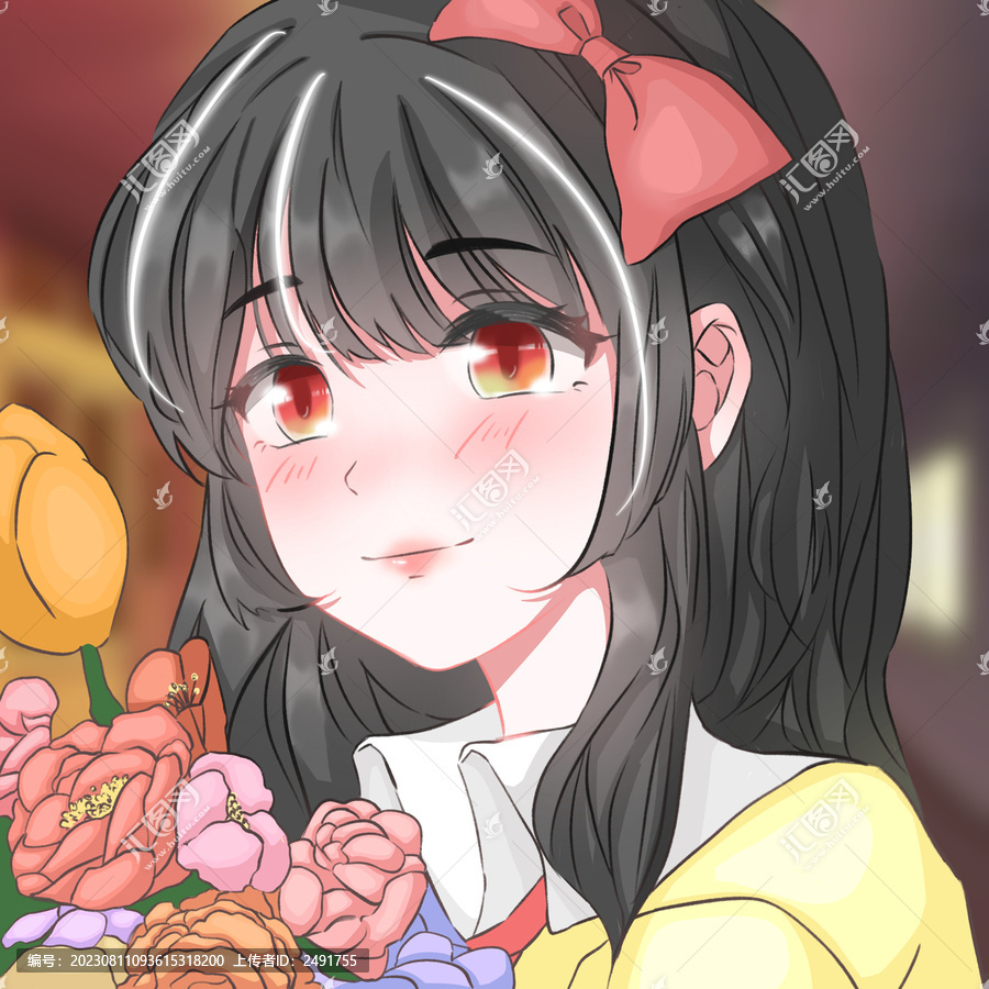 黑發(fā)卡通頭像