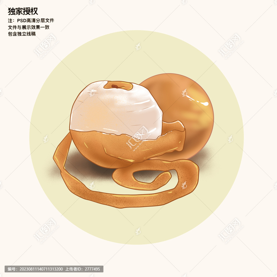 手繪秋月梨插畫