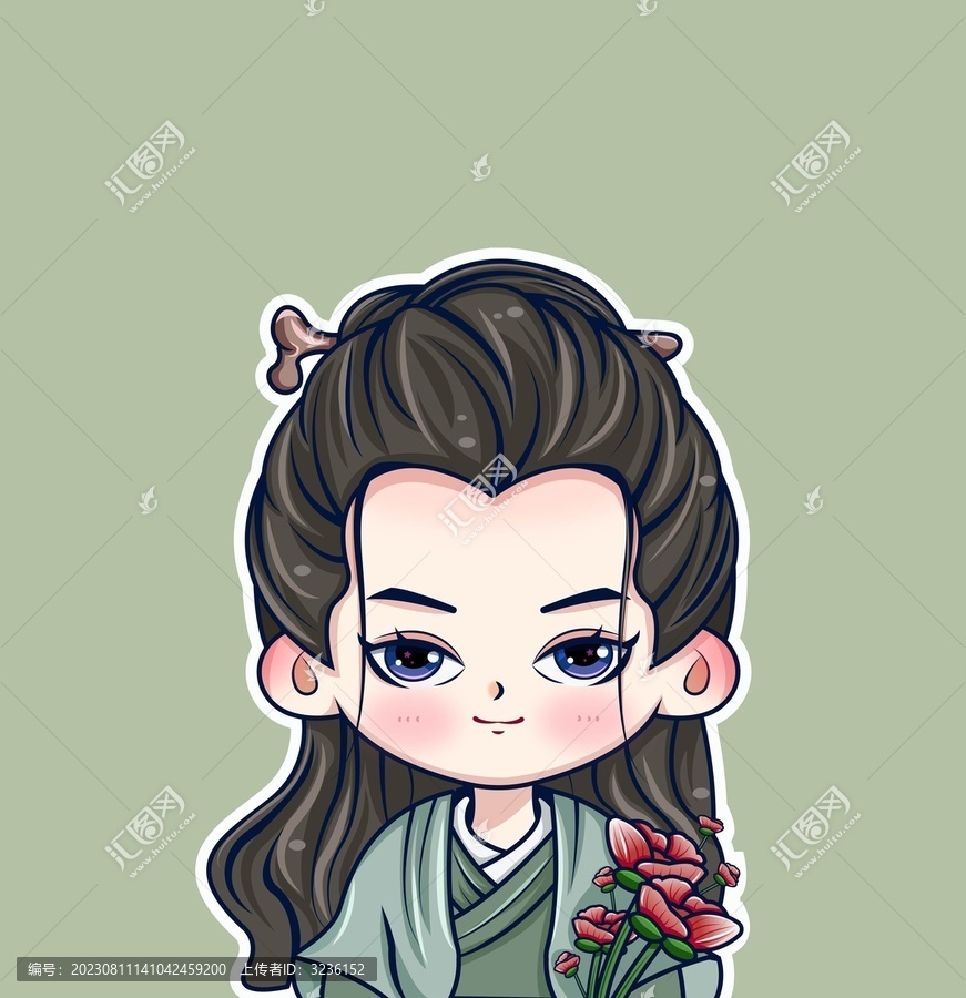 古裝男子頭像鑰匙扣抱枕圖案