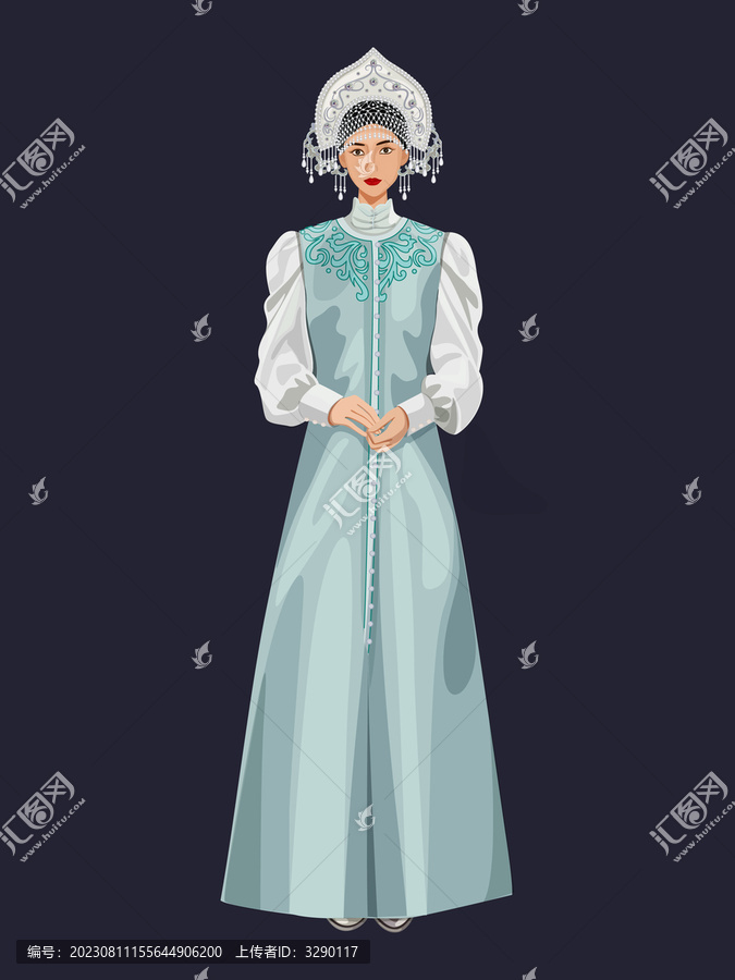 俄羅斯族女人物插畫