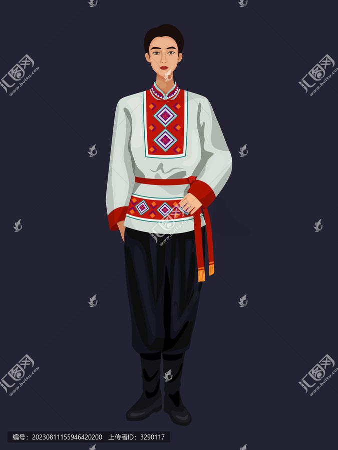 俄羅斯族男人物插畫