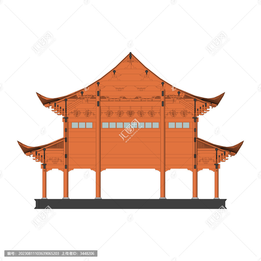 重檐大木作正剖面效果圖