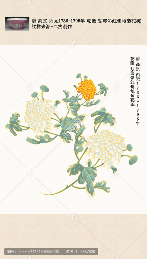 乾隆琺瑯彩紅錦地菊花二次創(chuàng)作