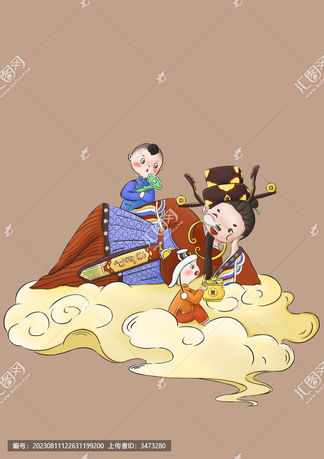 財神國風插畫