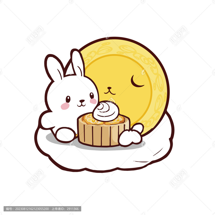 中秋節(jié)兔子月餅月亮插畫
