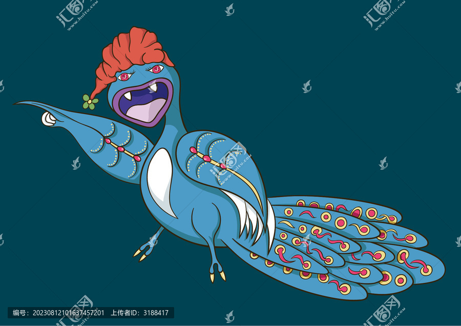 手繪帶帽的鳥