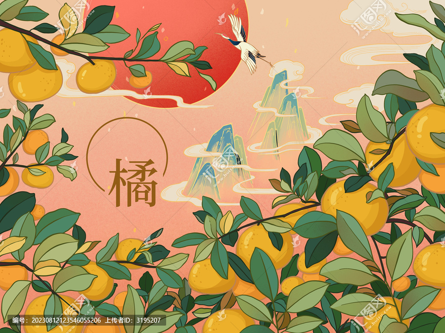 中國(guó)風(fēng)橘子插畫(huà)